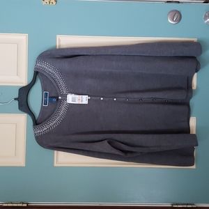 NWT Karen Scott sweater with multi faux crystal & studs detailing